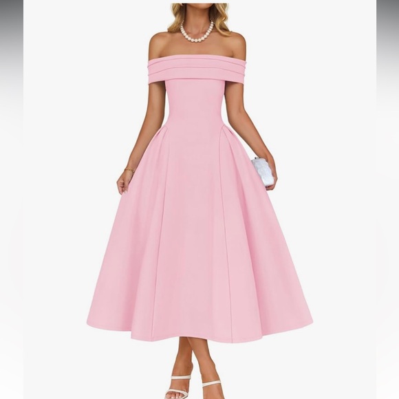 Zesica Light Pink Off Draped Shoulder‎ Cocktail Dress. Size M - Picture 1 of 13